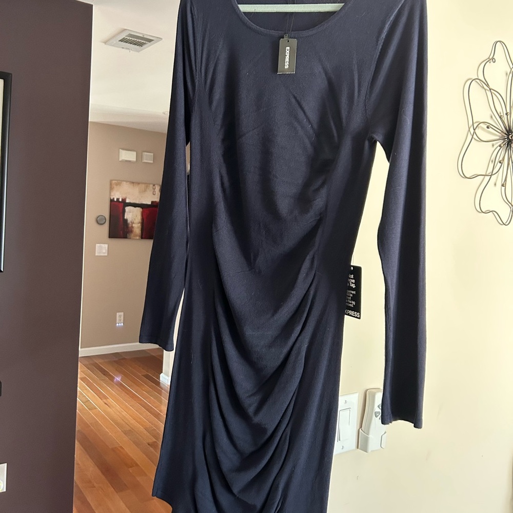Express Navy Long Sleeve Dress NWT L